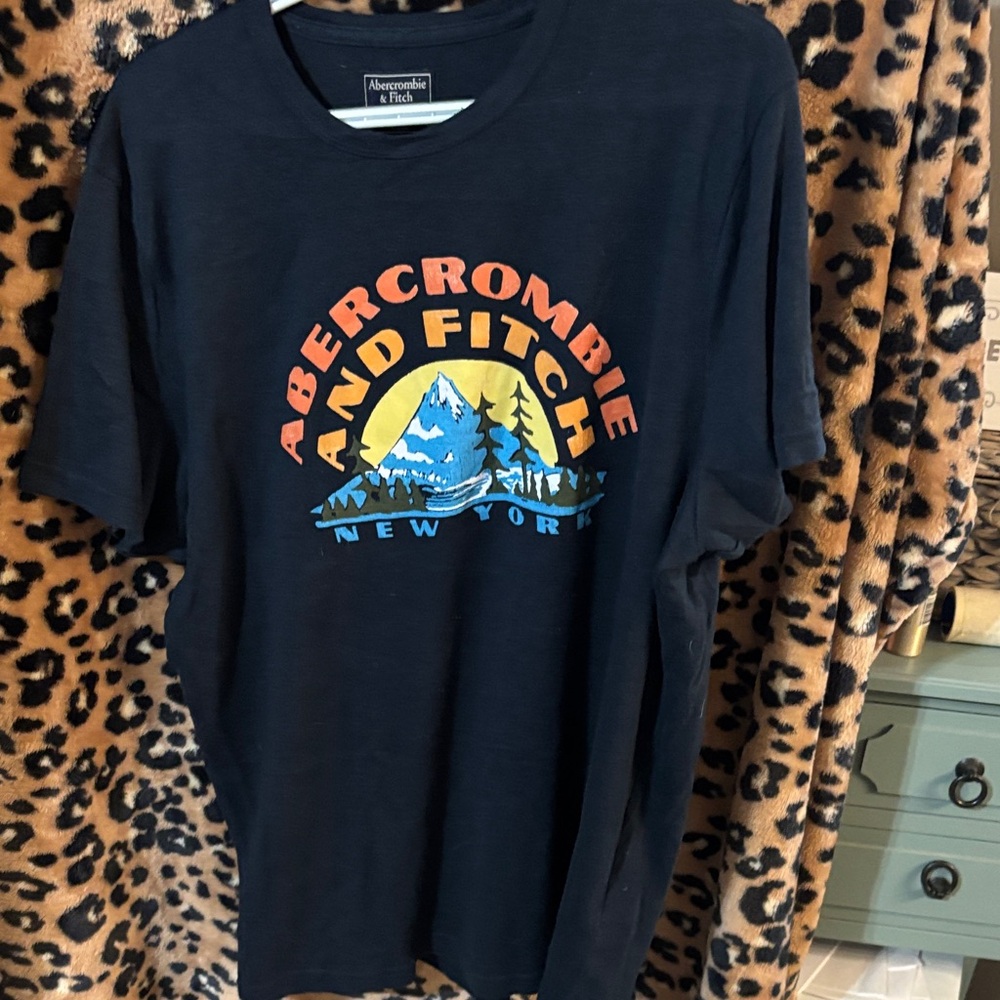 Abercrombie & Fitch Navy Tee with Vibrant Graphic
